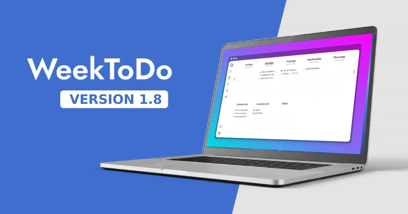 WeekToDo 1.8 is here with recurring tasks and much more
