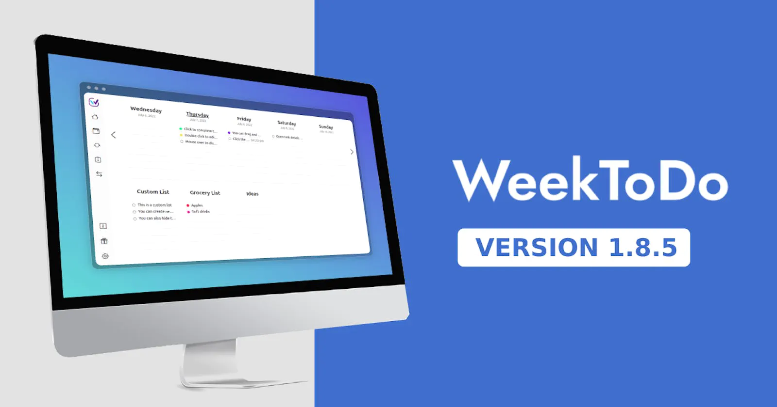WeekToDo 1.8.5 | Reorder tasks and to-do lists, resizable panels and much more